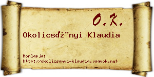 Okolicsányi Klaudia névjegykártya